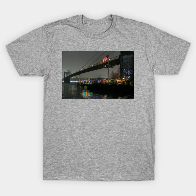 Brooklyn Bridge & American Flag T-Shirt by ShootFirstNYC